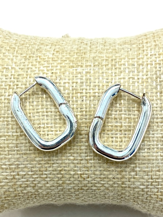 Banana Republic Jewelry - Banana Republic Polished Silver Geometric Hoop Earrings